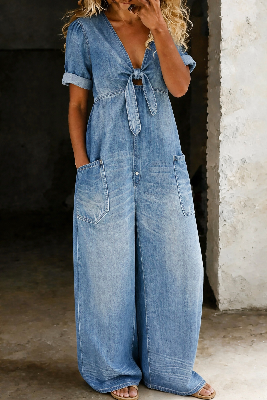 Matilda - Short Sleeve V-Neck Jumpsuit