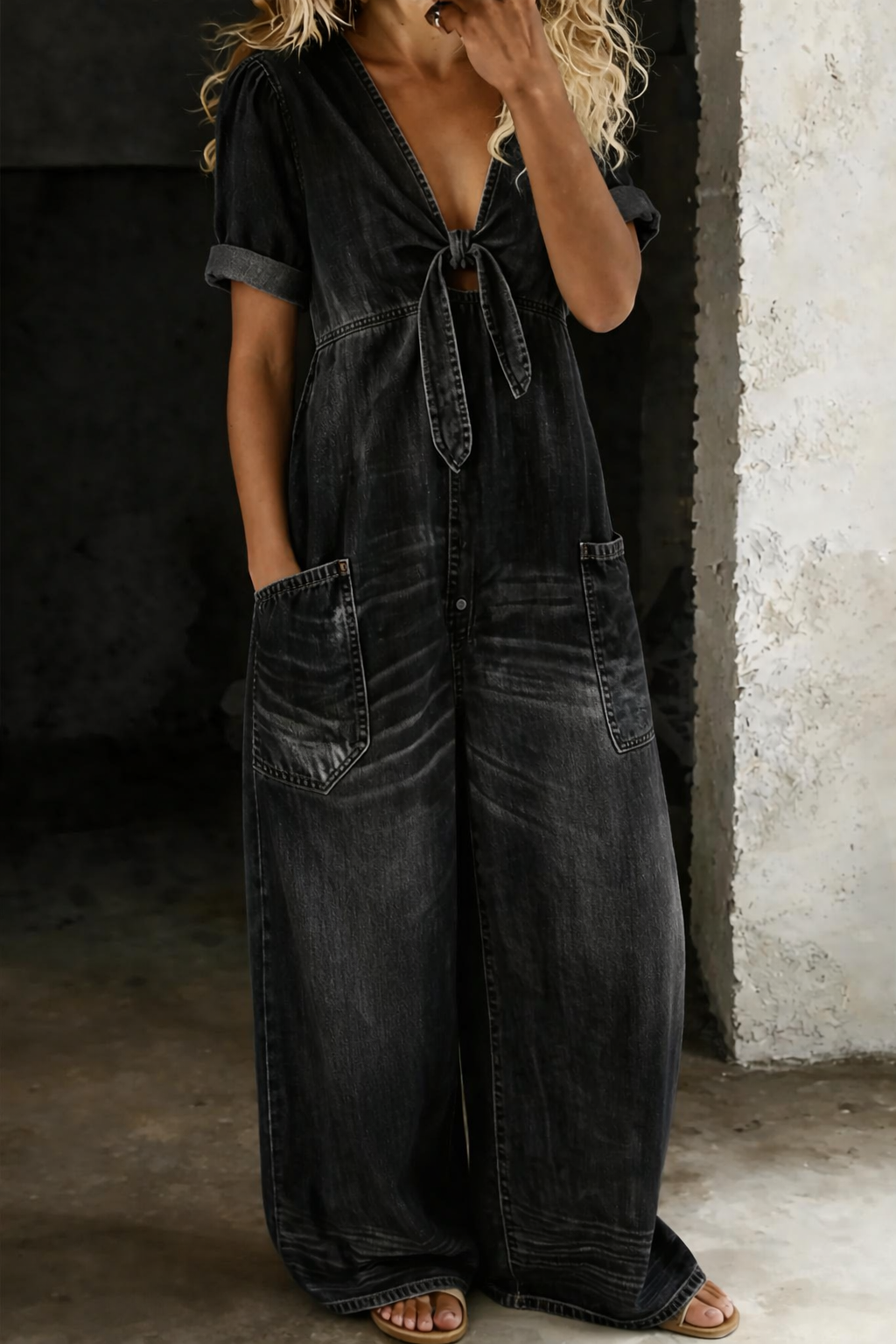 Matilda - Short Sleeve V-Neck Jumpsuit
