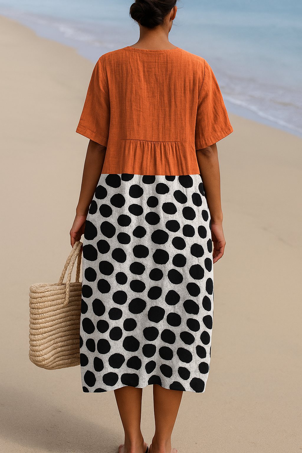 Scarlett - Orange Dress with Contrast Spots
