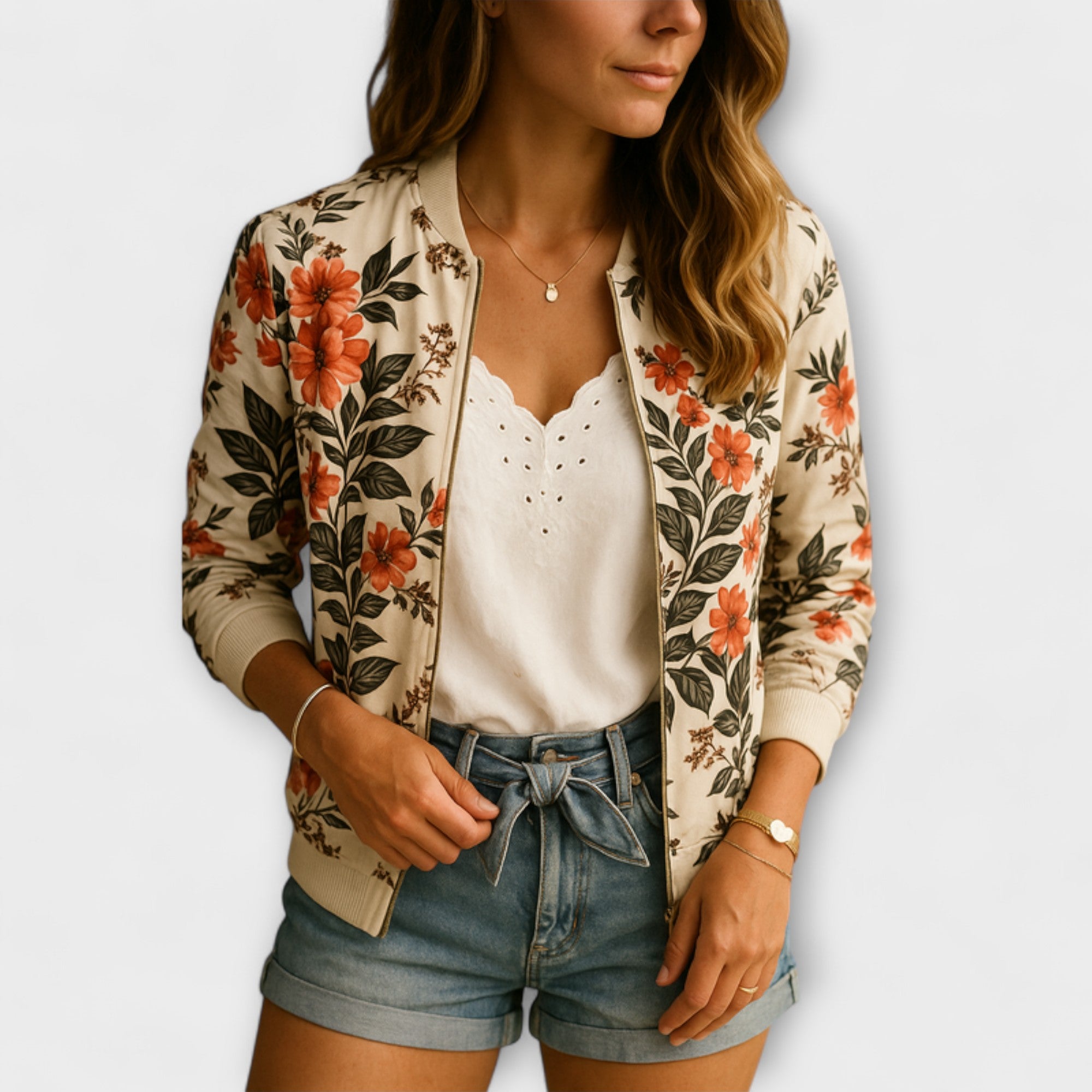 Ophelia - Elegant Floral Bomber Jacket