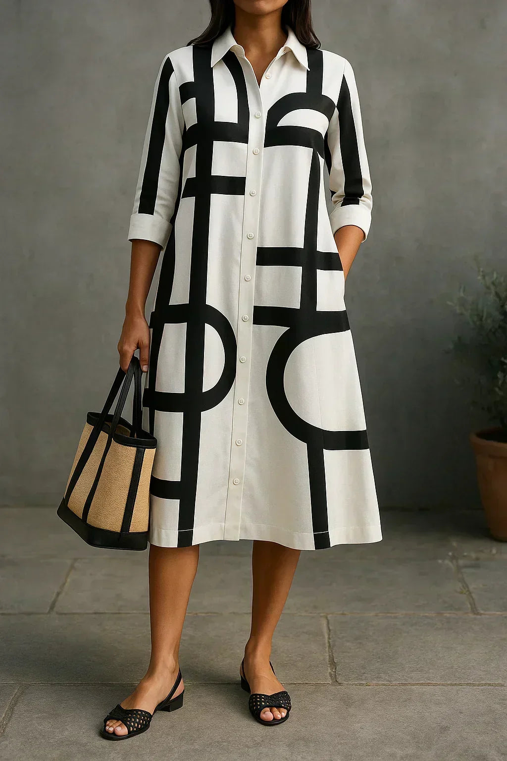 Axis - Chemise Robe avec Imprimé Géométrique