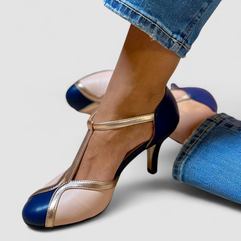 Ruby - Colourful T-Bar Comfort Shoes with Round Toe