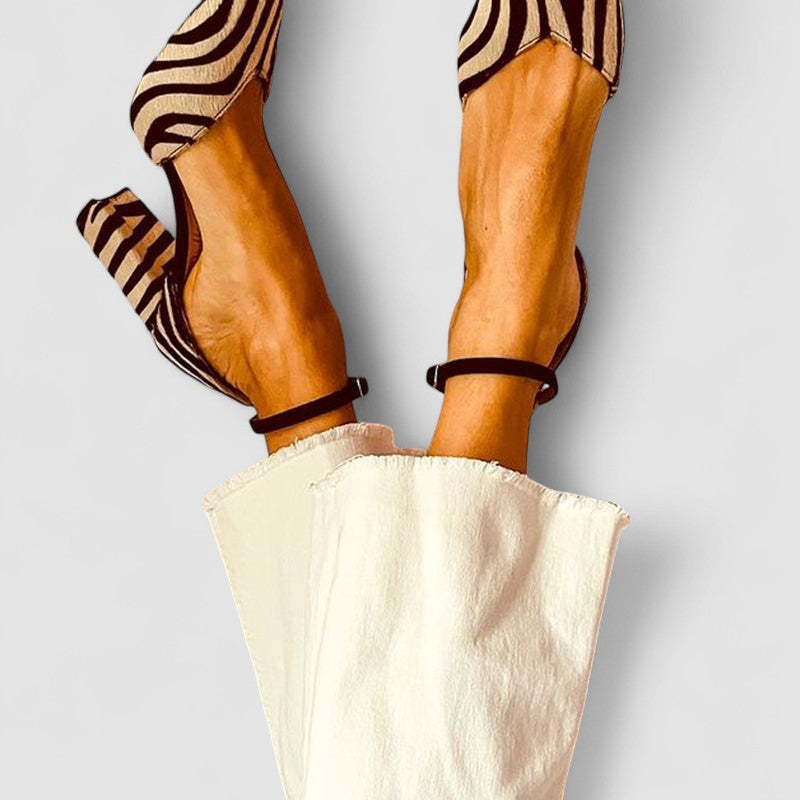 Nora - Zebra Print Mid-Heel Sandals