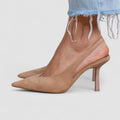 Isla - Nude Slingback Pumps with Slim Heel