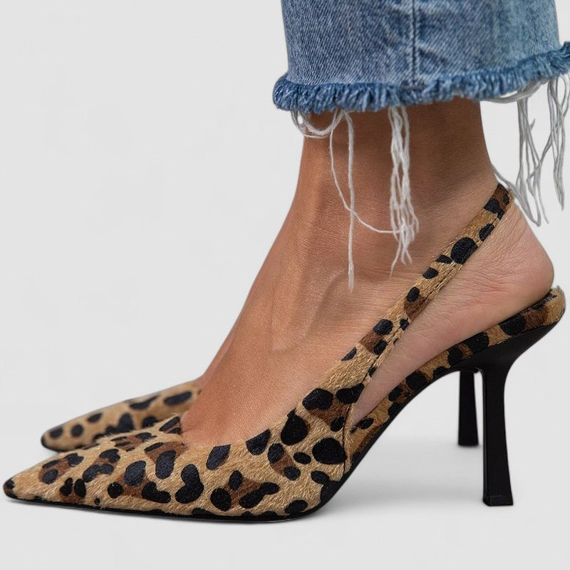 Matilda - Khaki Leopard Print Pointed-Toe Pumps