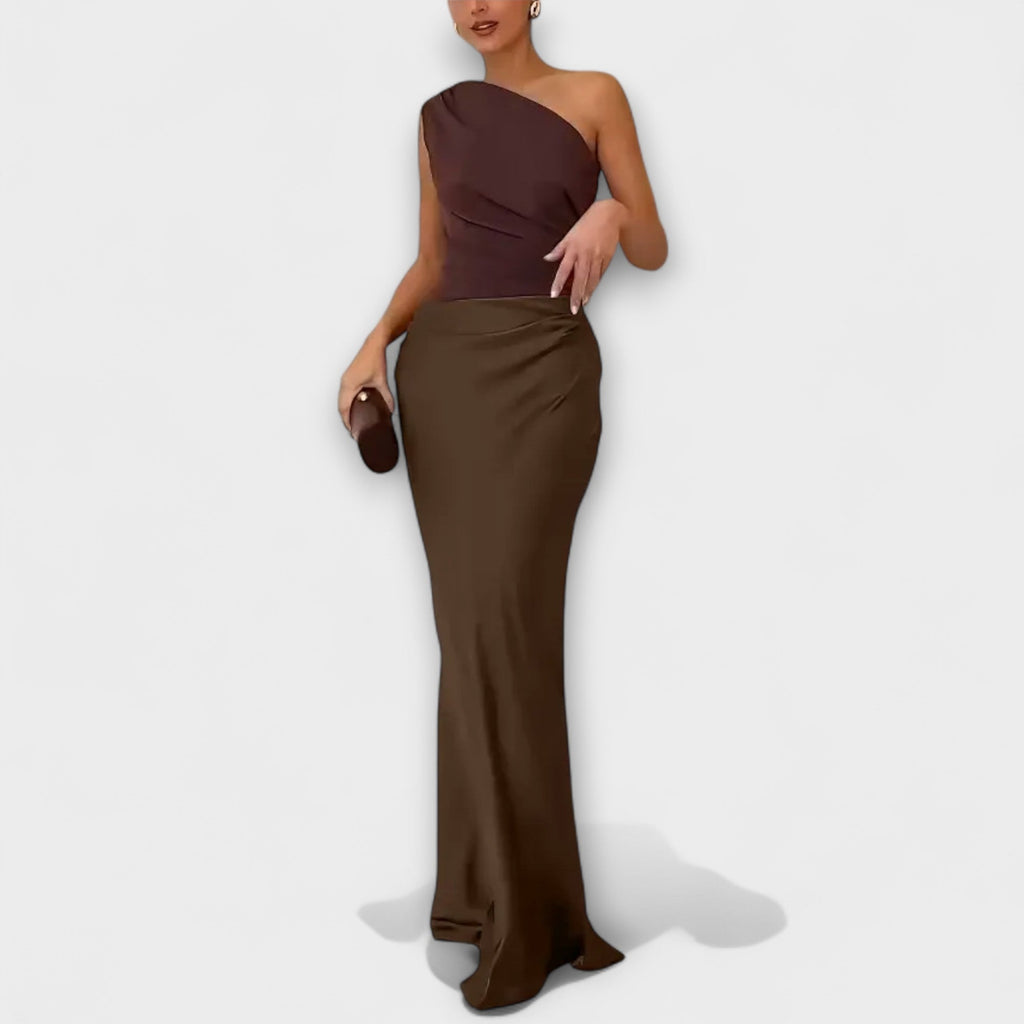Chelsea - Asymmetric Satin Evening Dress