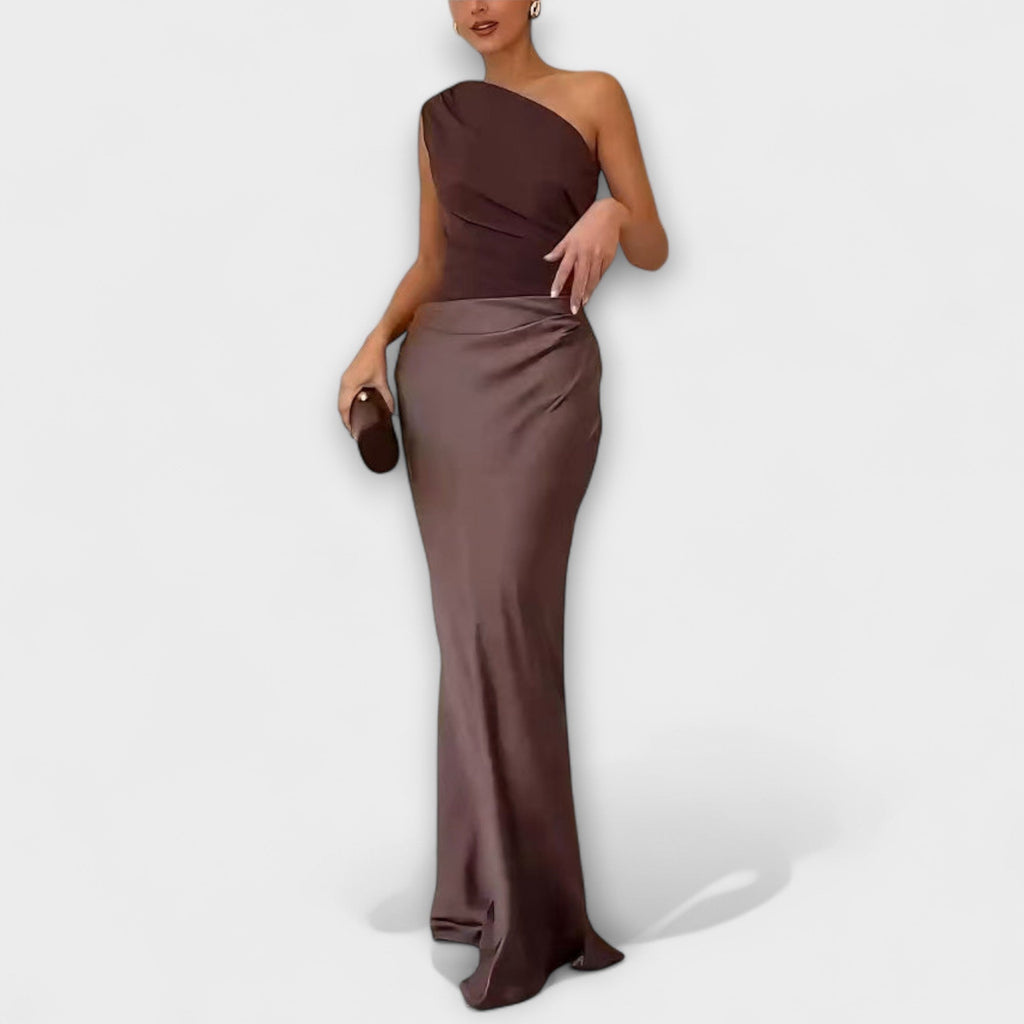 Chelsea - Asymmetric Satin Evening Dress