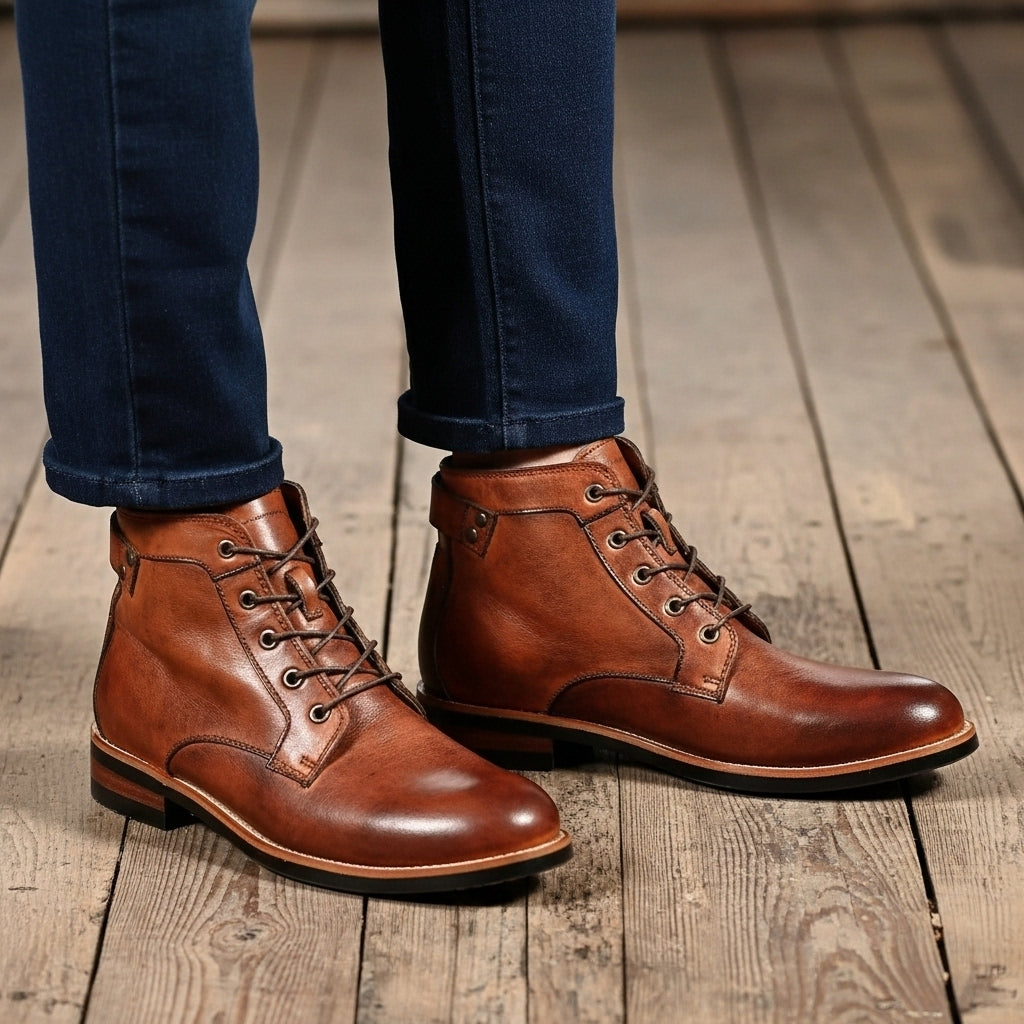 Nate - Retro Round-Toe Boots