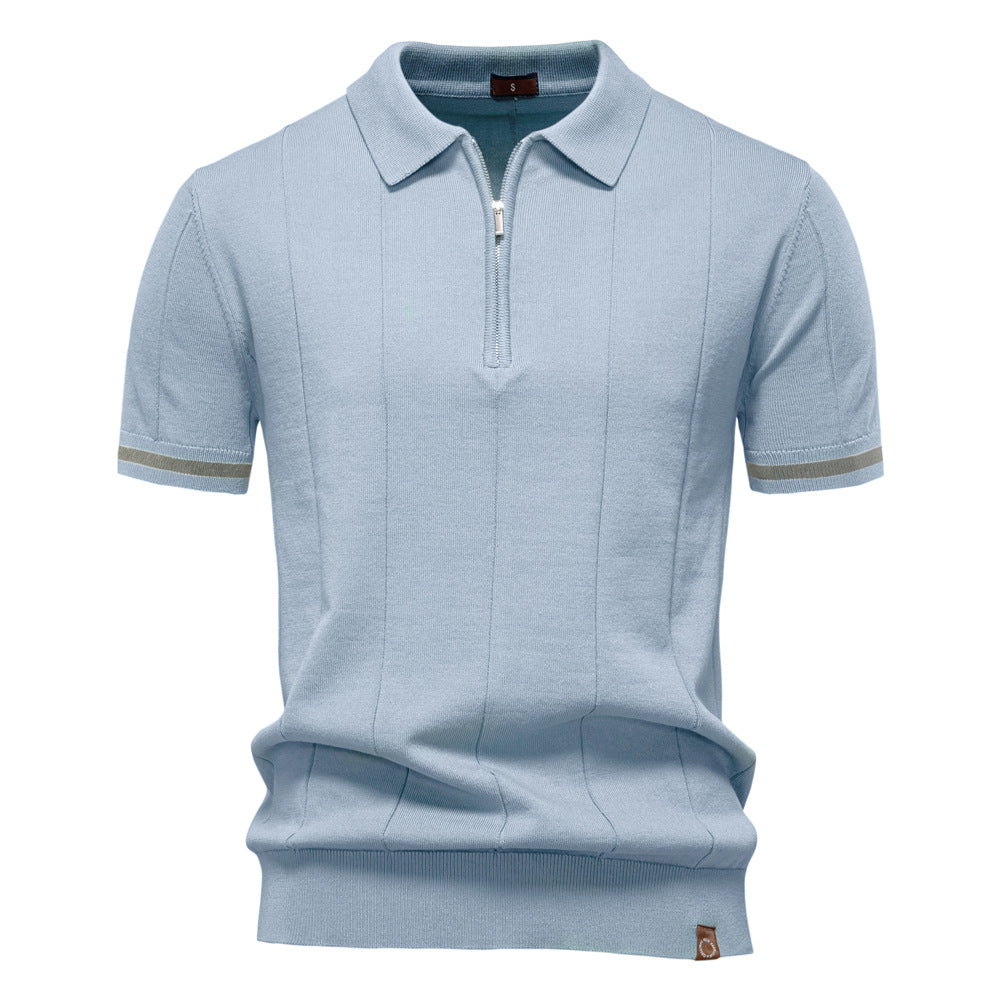 Riley - Vertical-Texture Half-Zip Polo