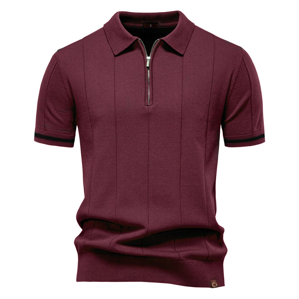 Riley - Vertical-Texture Half-Zip Polo