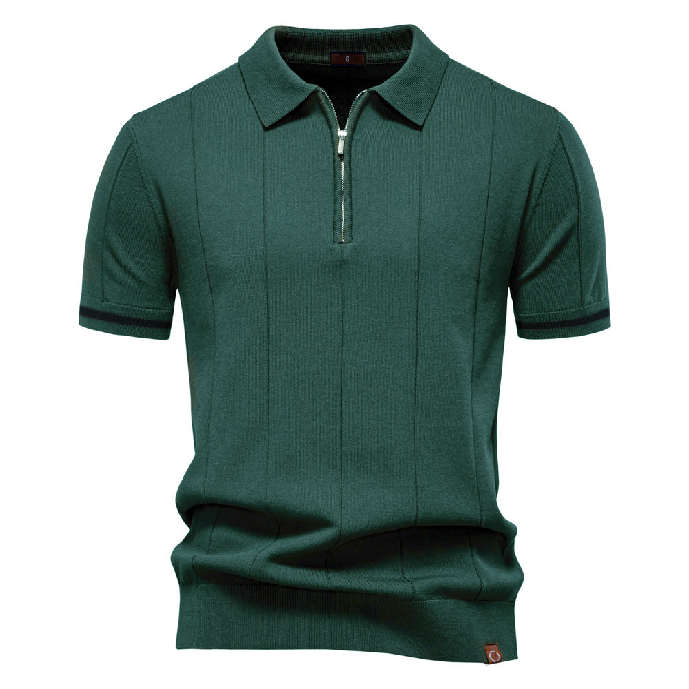 Riley - Vertical-Texture Half-Zip Polo
