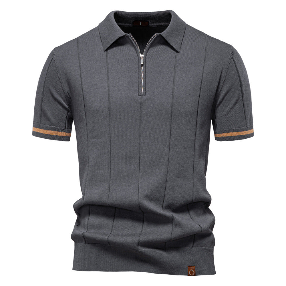 Riley - Vertical-Texture Half-Zip Polo