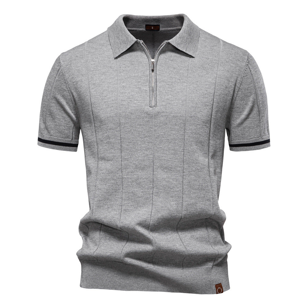 Riley - Vertical-Texture Half-Zip Polo