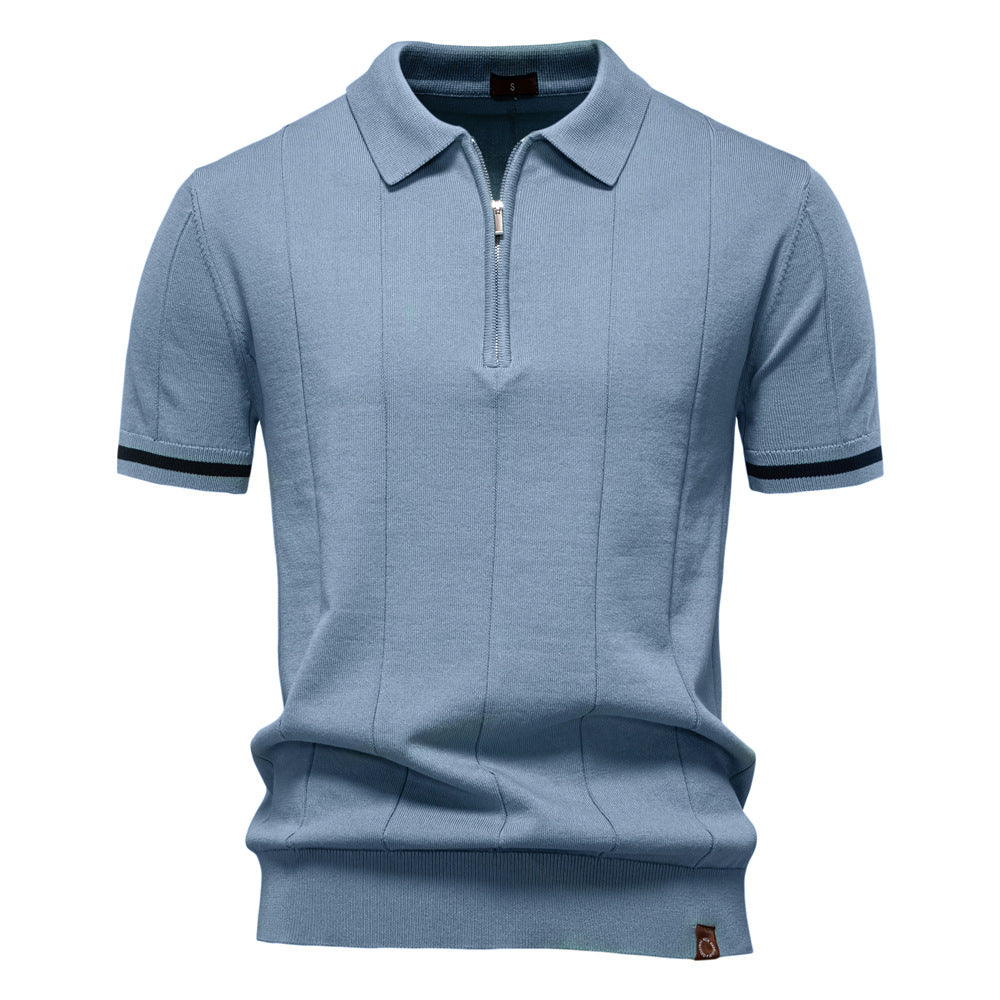 Riley - Vertical-Texture Half-Zip Polo