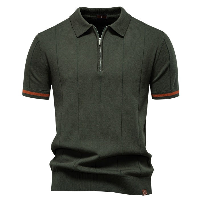 Riley - Vertical-Texture Half-Zip Polo