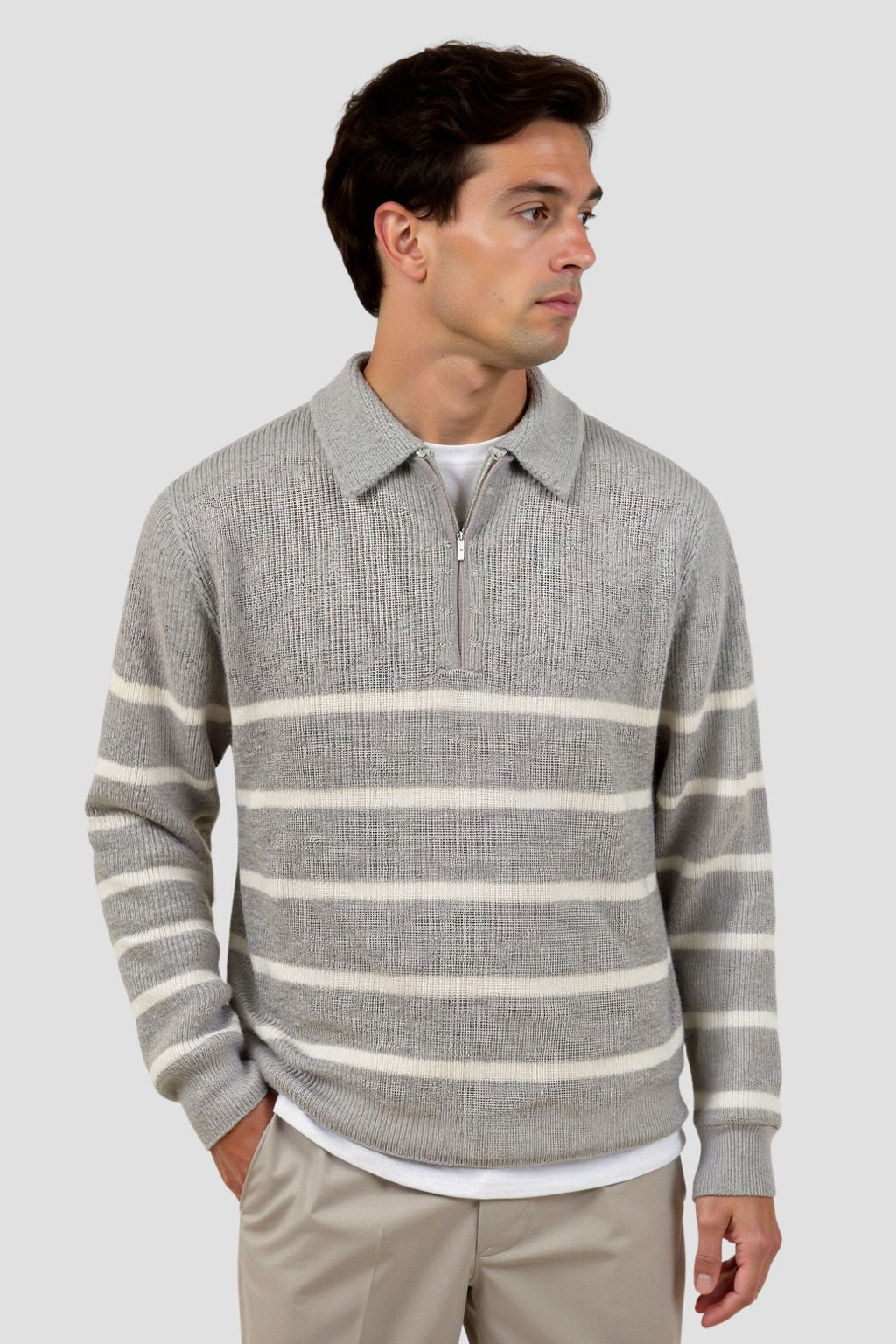 Declan - Striped Half-Zip Jumper
