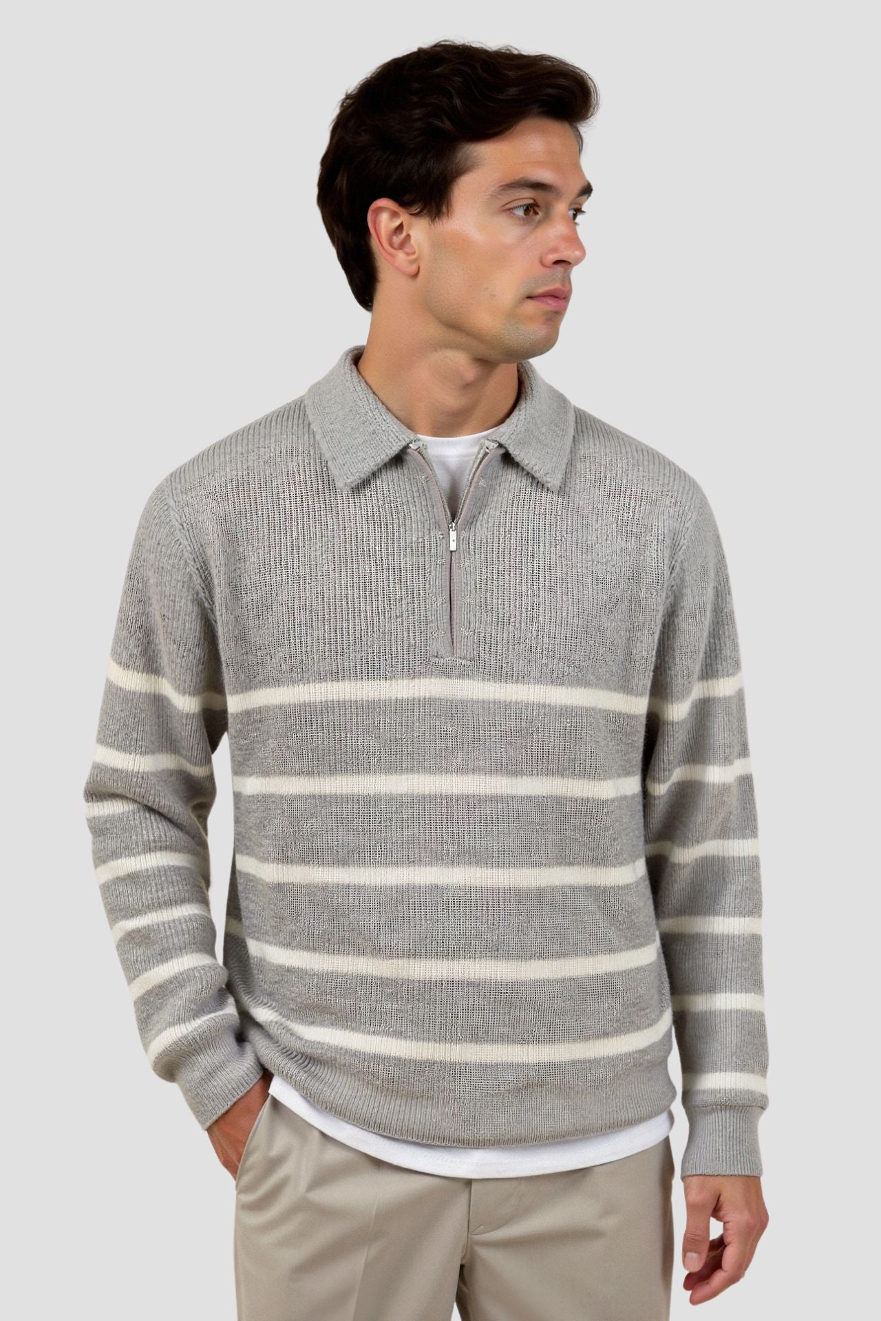 Declan - Striped Half-Zip Jumper