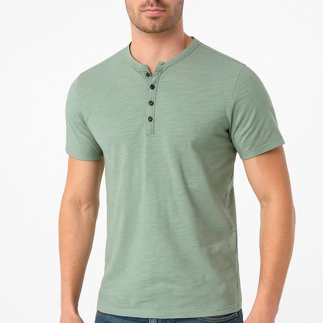Blake - Button-Collar Henley Shirt