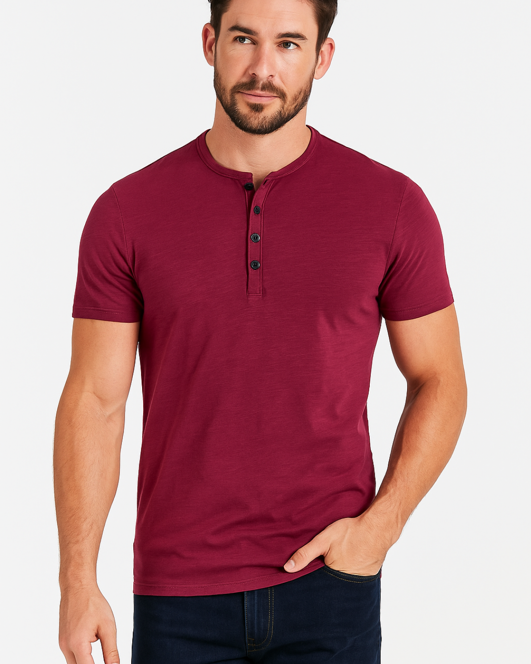 Blake - Button-Collar Henley Shirt