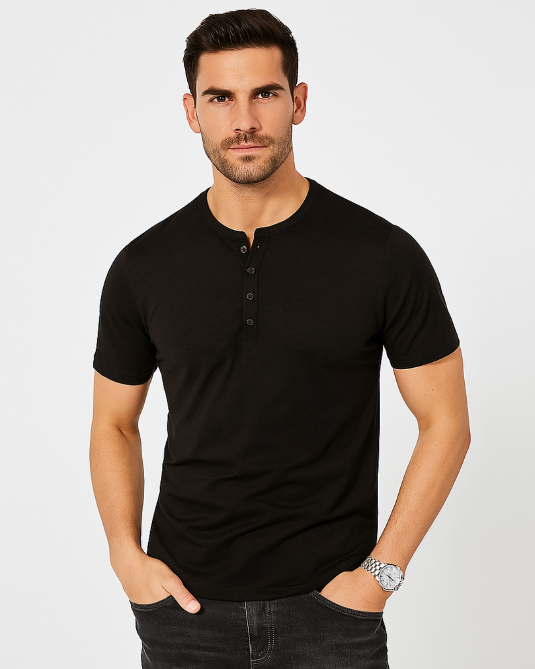 Blake - Button-Collar Henley Shirt