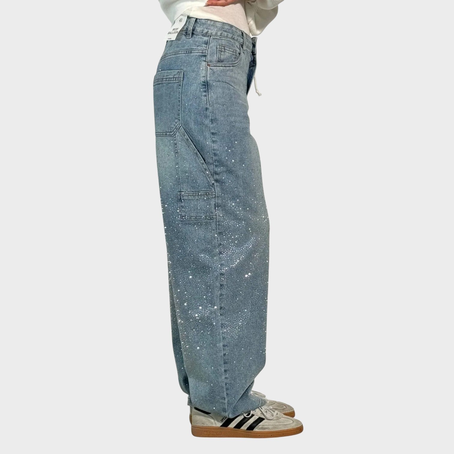Zoe - Wide Leg Jewel Detail Jeans