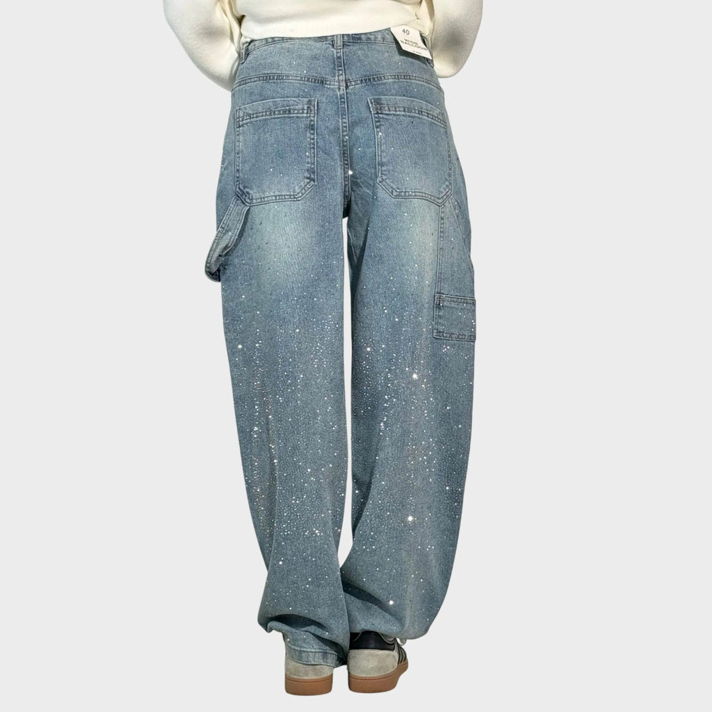 Zoe - Wide Leg Jewel Detail Jeans