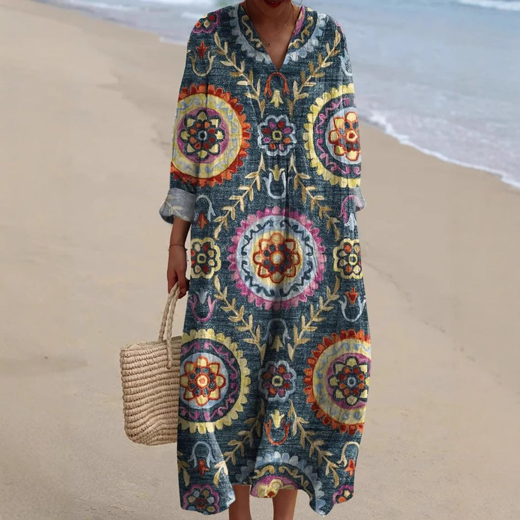 Isabelle - Boho Dress with Ethnic Print
