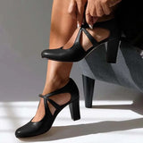 Camille™ | Elegant Genuine Leather Comfort Heels