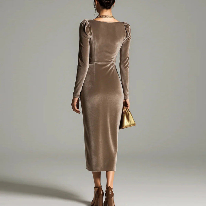 Paula | Pleated Velvet Dress that Flatters the Figure