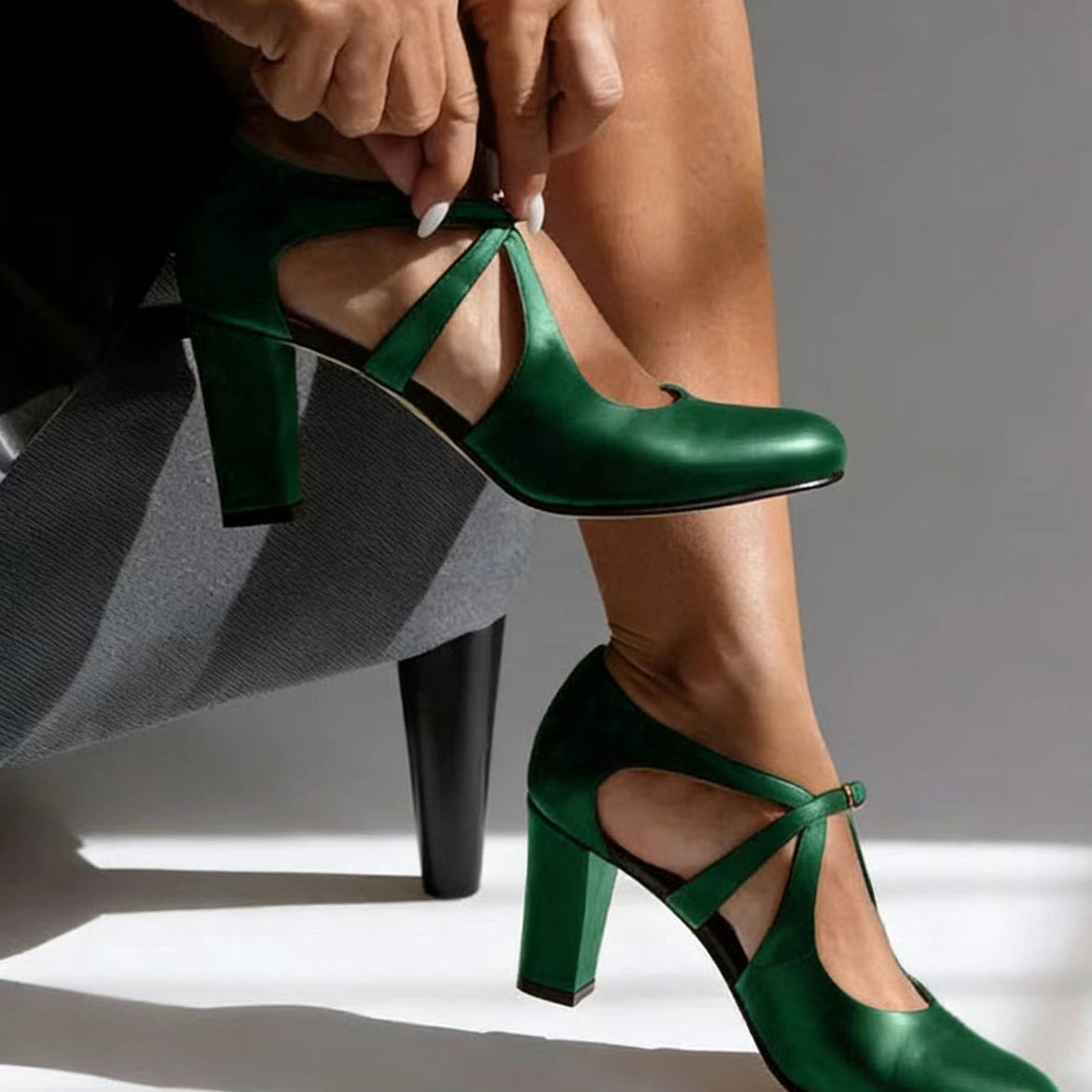 Camille™ | Elegant Genuine Leather Comfort Heels