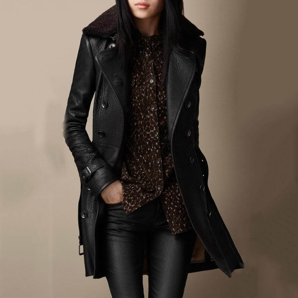 Holly - Elegant 3/4 Faux Leather Coat