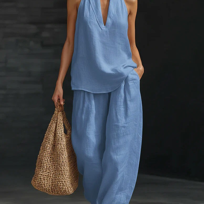 Zoë™ Sleeveless Set with Wide Trousers