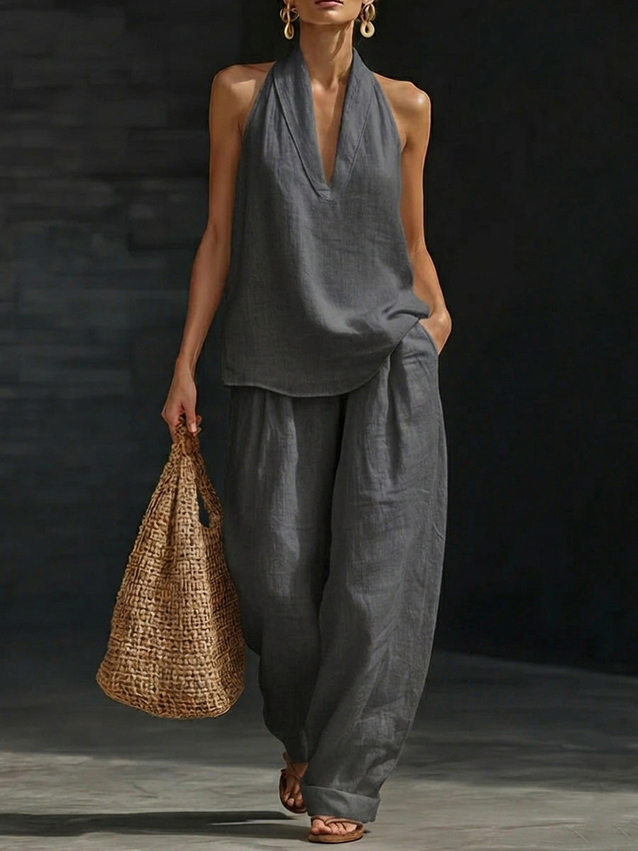 Zoë™ Sleeveless Set with Wide Trousers