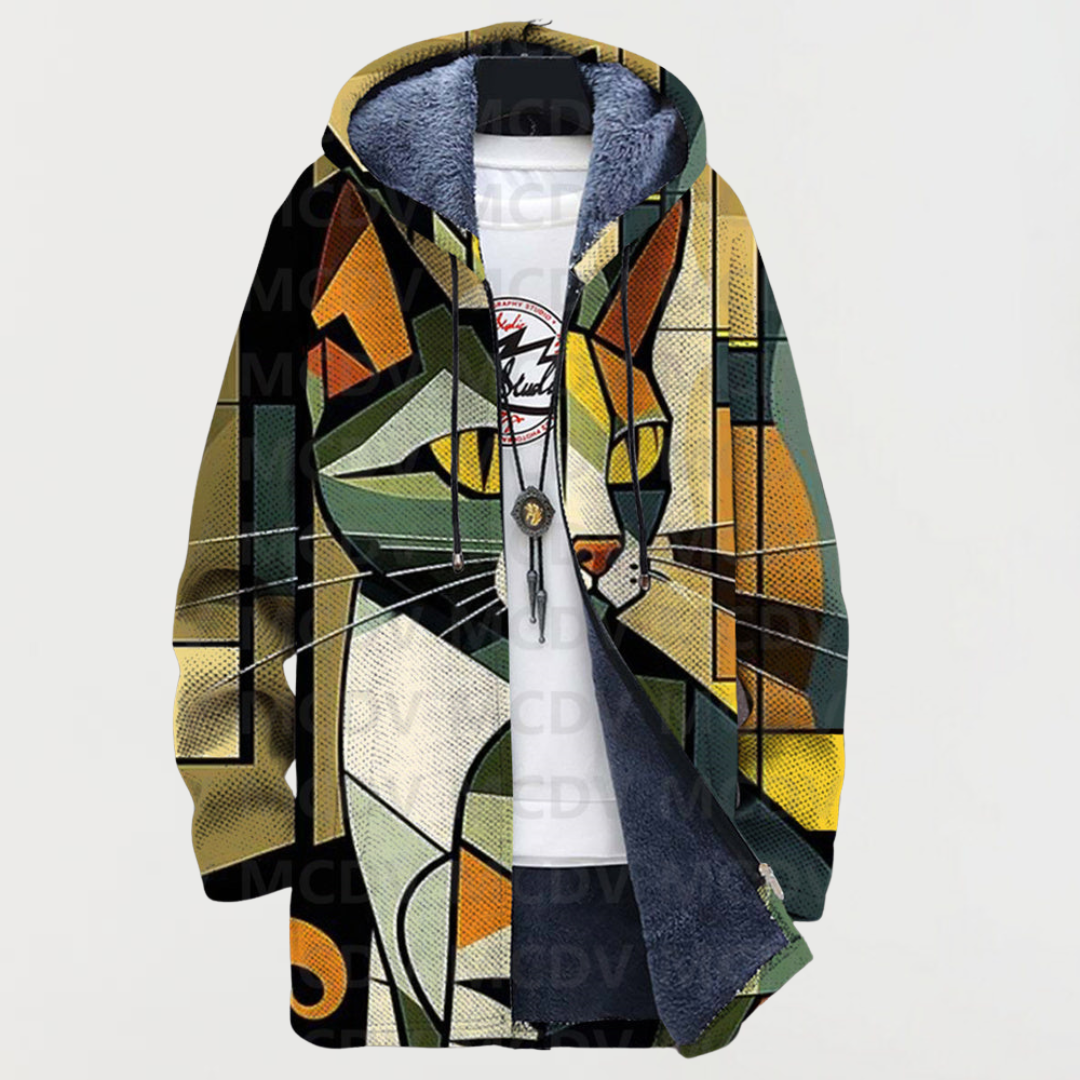 Waverly - Cat Geometric Print Cardigan