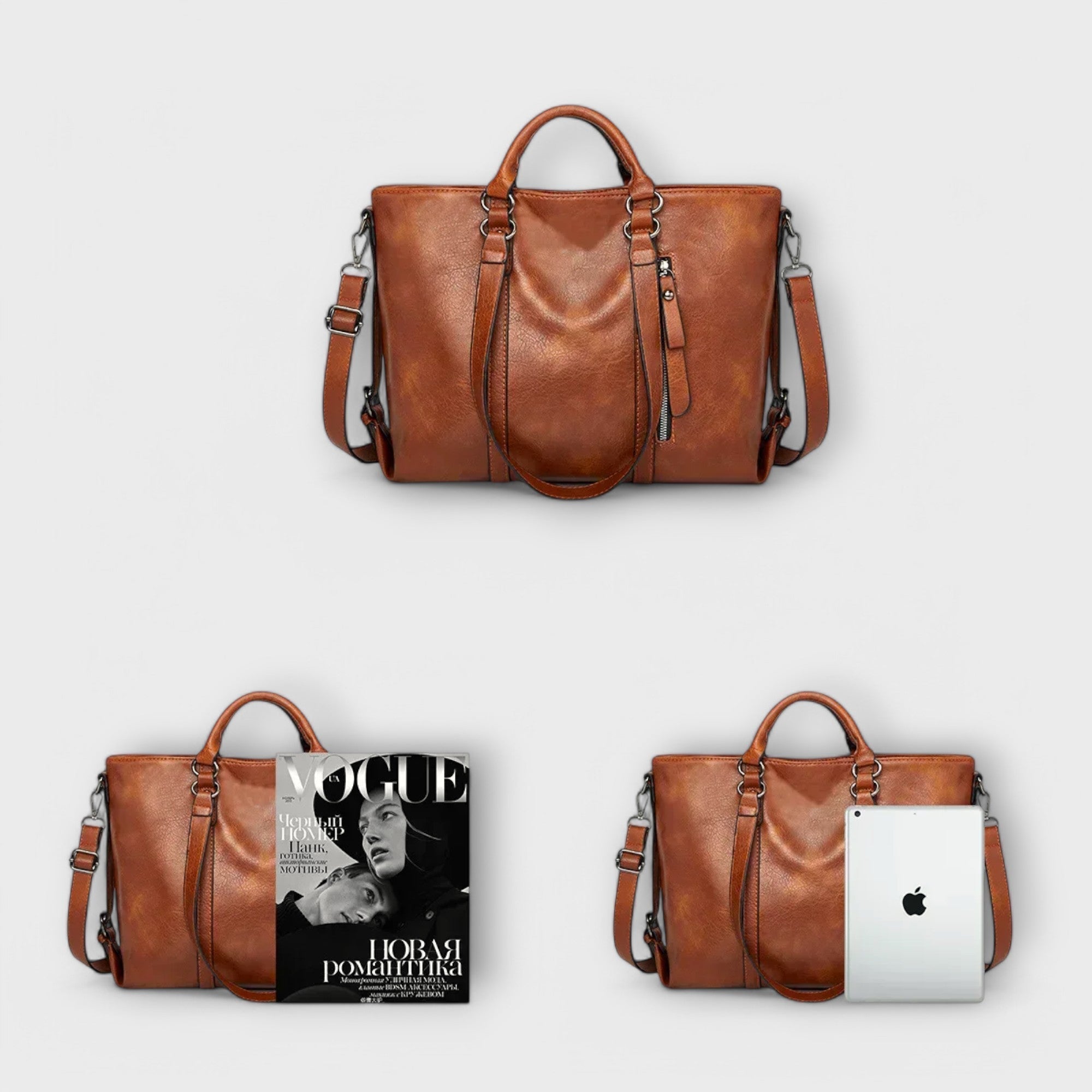 Ava - Large Faux Leather Tote