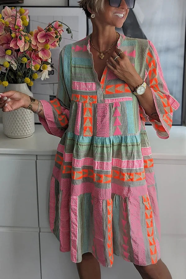 Juliane | Boho Swing Dress with Ruffle Details