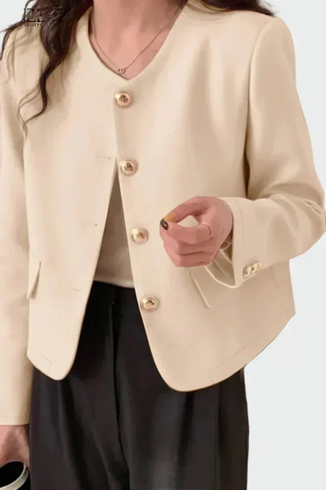 Lena - Gold Button Blazer