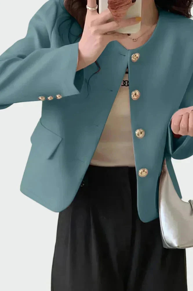 Lena - Gold Button Blazer