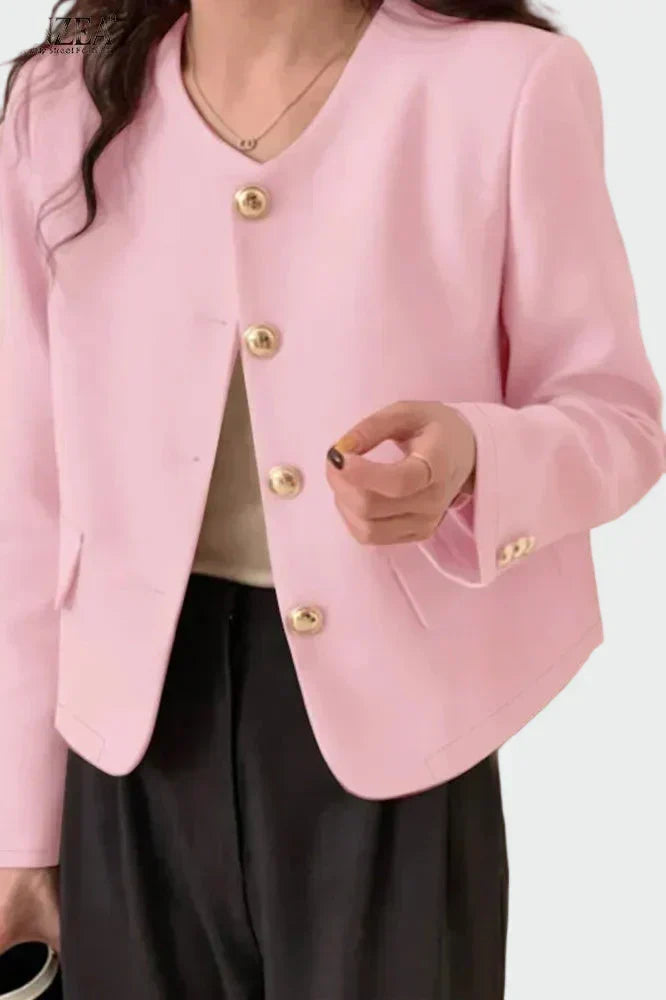 Lena - Gold Button Blazer