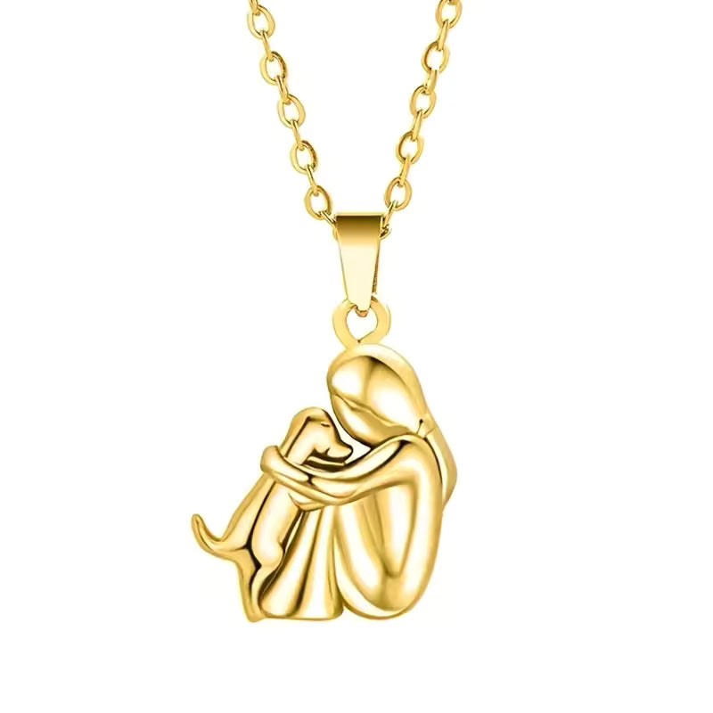 Hannah - Dog Hug Pendant Necklace