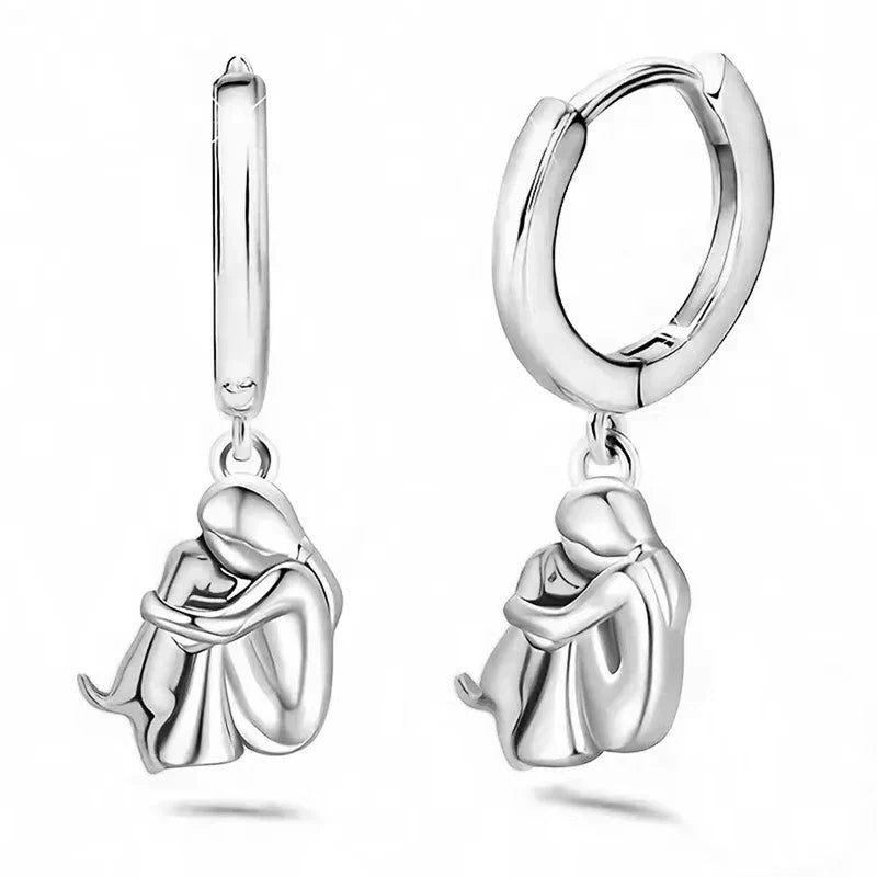 Ruby - Dog Hug Round Clasp Earrings