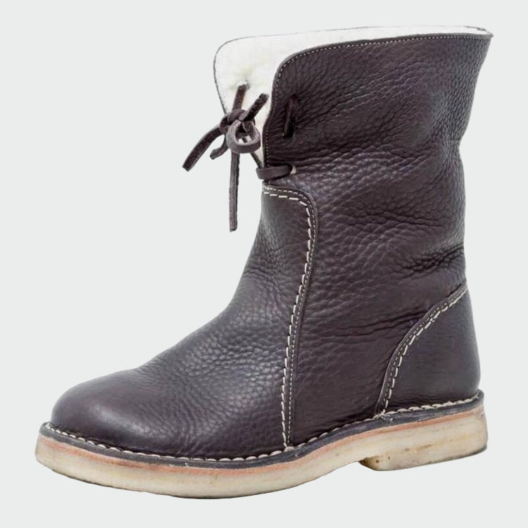 Annika - Waterproof Warm-Lined Faux Leather Ankle Boots