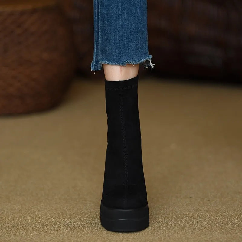 Skye - Modern Faux Suede Comfort Boots