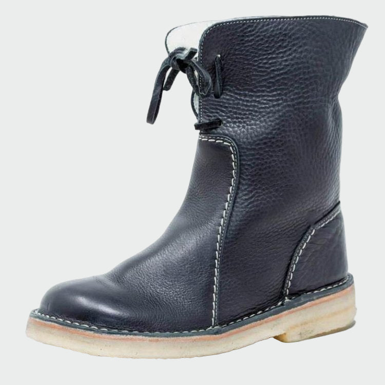 Annika - Waterproof Warm-Lined Faux Leather Ankle Boots