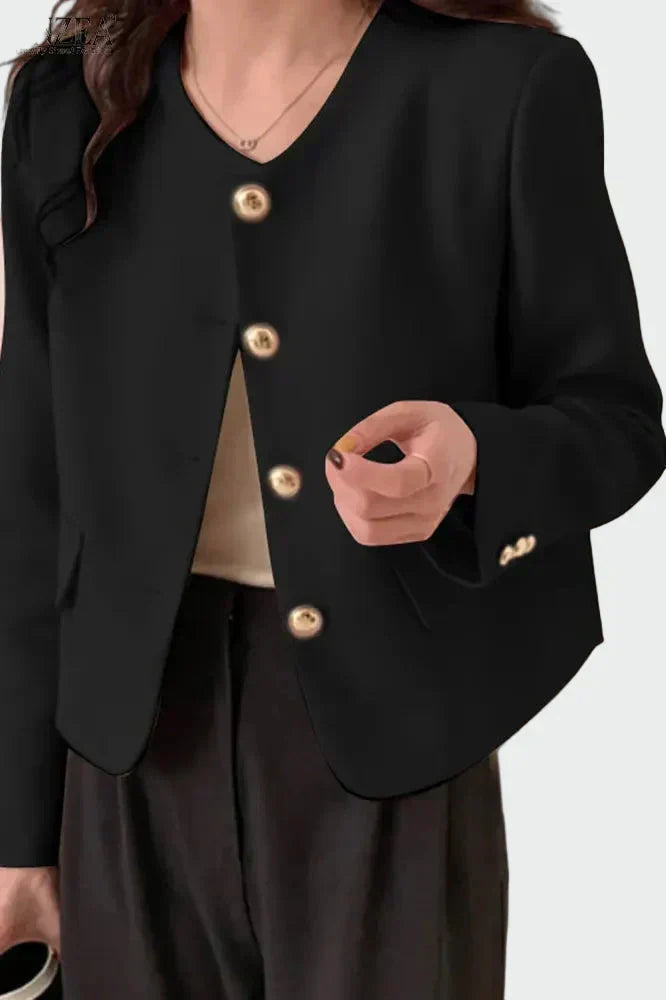 Lena - Gold Button Blazer