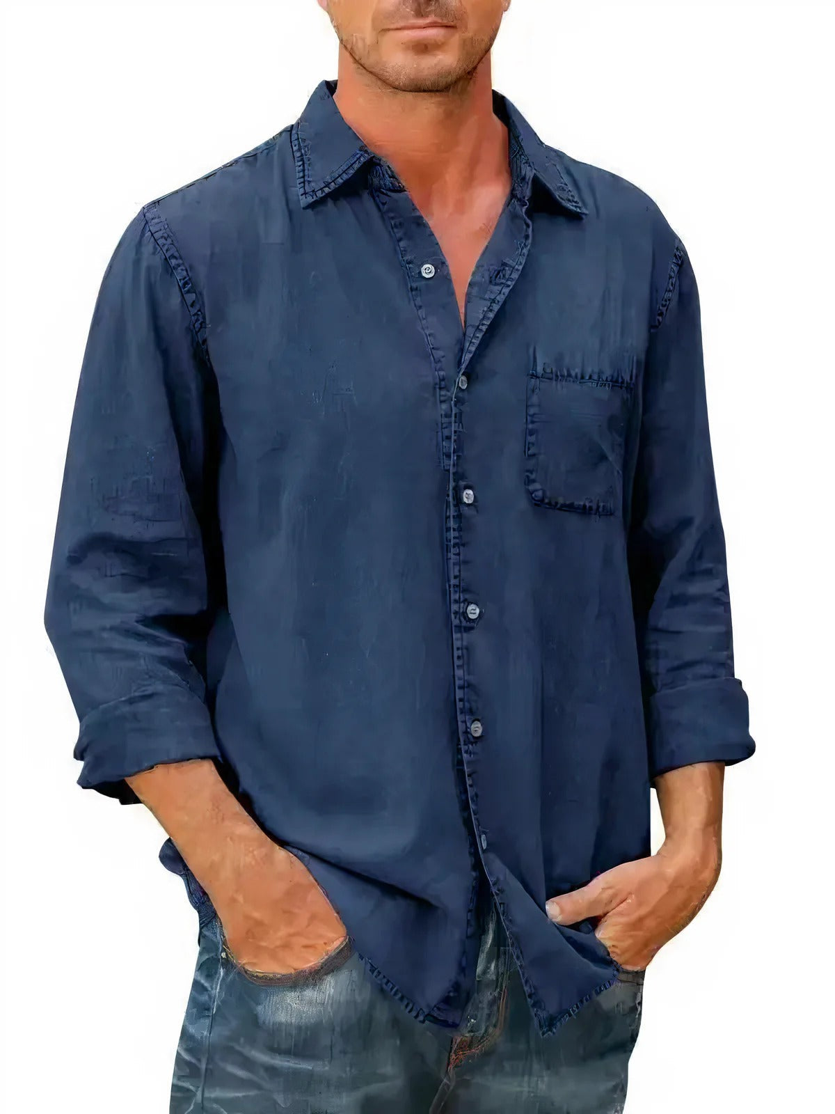 Felix - Long Denim-Blend Shirt