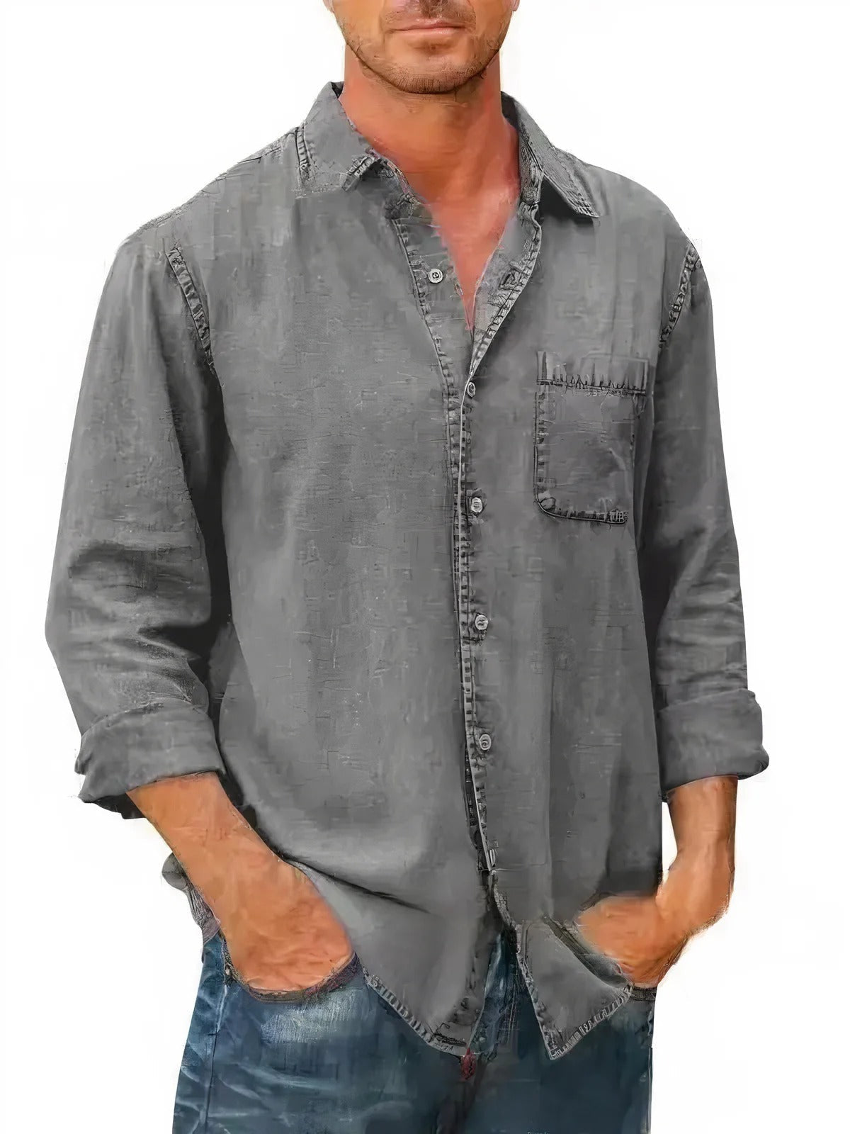 Felix - Long Denim-Blend Shirt