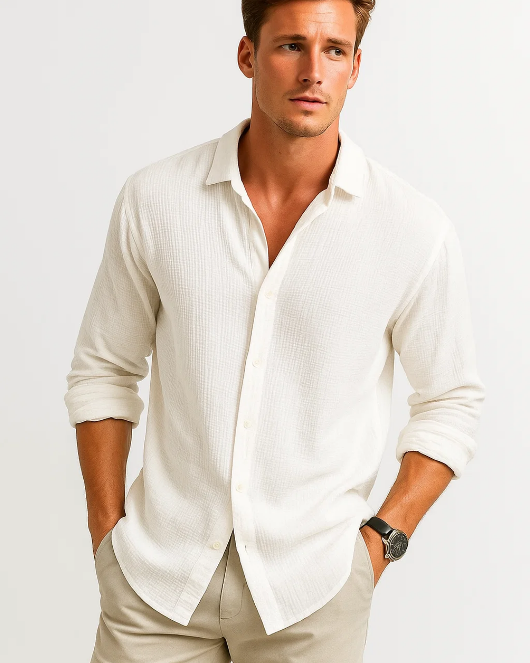 Angus - Smart-Collar Button-Up Shirt