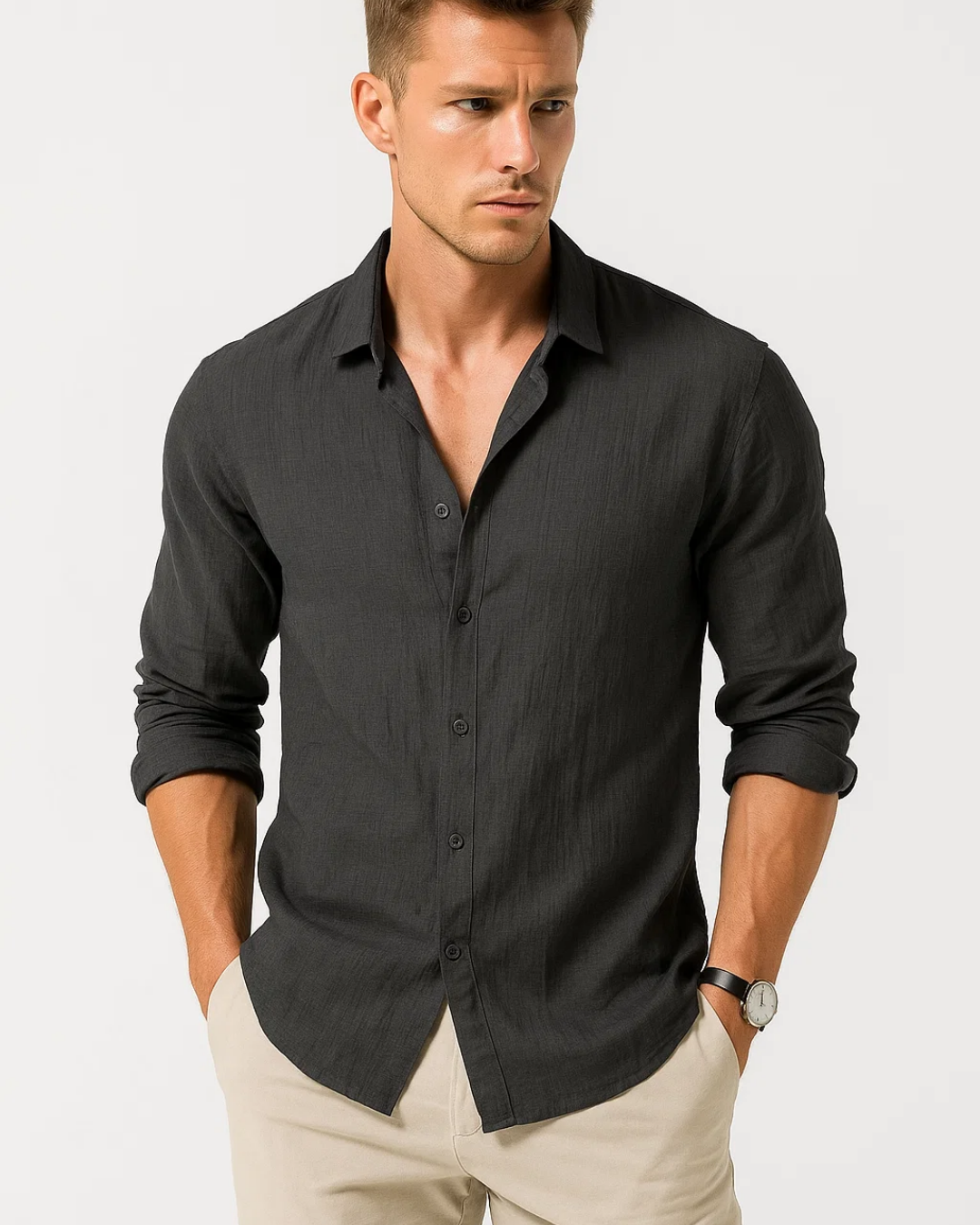 Angus - Smart-Collar Button-Up Shirt