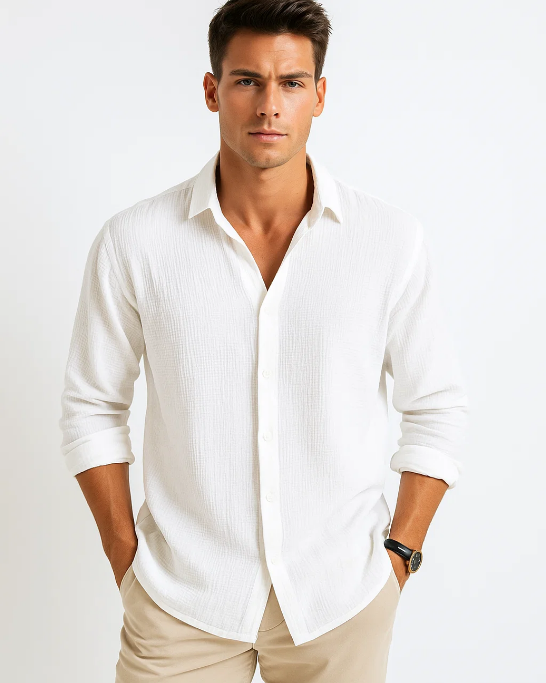 Angus - Smart-Collar Button-Up Shirt